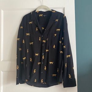 Rails button down rayon viscose shirt with Tiger print